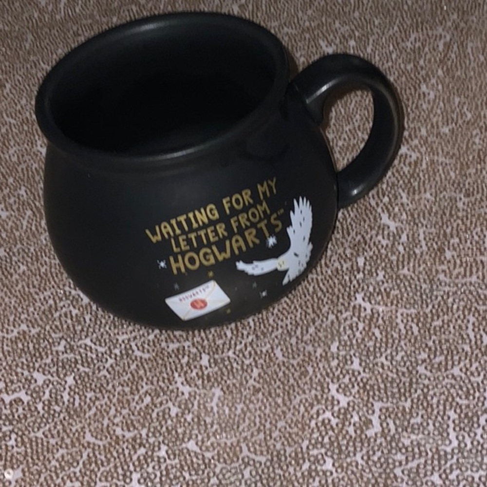 Warner Bros. Black Cauldron Mug with Gold Lettering and White Owl